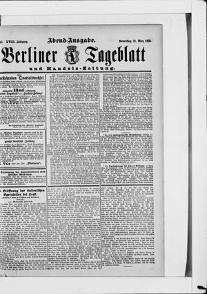 Berliner Tageblatt und Handels-Zeitung vom 21.03.1889