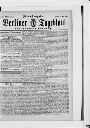 Berliner Tageblatt und Handels-Zeitung vom 22.03.1889