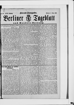 Berliner Tageblatt und Handels-Zeitung vom 27.03.1889