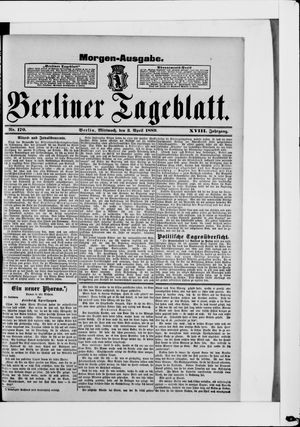 Berliner Tageblatt und Handels-Zeitung vom 03.04.1889