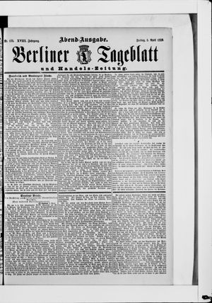 Berliner Tageblatt und Handels-Zeitung vom 05.04.1889