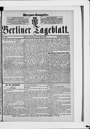 Berliner Tageblatt und Handels-Zeitung vom 12.04.1889