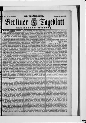 Berliner Tageblatt und Handels-Zeitung vom 12.04.1889
