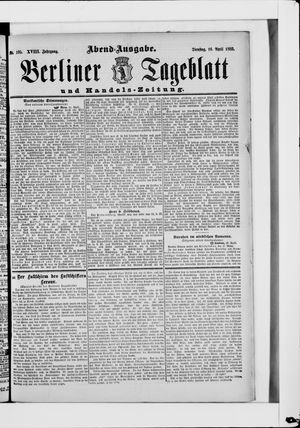 Berliner Tageblatt und Handels-Zeitung vom 16.04.1889
