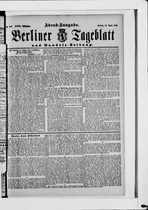 Berliner Tageblatt und Handels-Zeitung vom 26.04.1889
