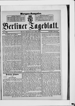 Berliner Tageblatt und Handels-Zeitung on May 4, 1889