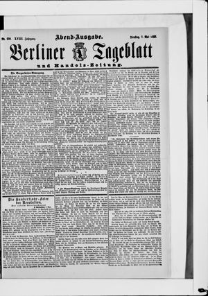 Berliner Tageblatt und Handels-Zeitung vom 07.05.1889