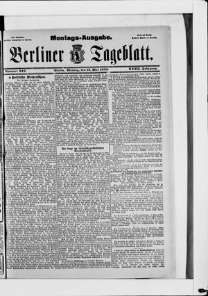 Berliner Tageblatt und Handels-Zeitung on May 13, 1889