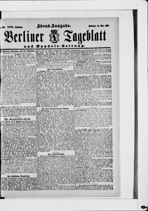Berliner Tageblatt und Handels-Zeitung on May 22, 1889