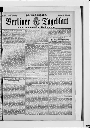 Berliner Tageblatt und Handels-Zeitung on May 27, 1889