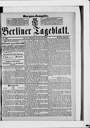 Berliner Tageblatt und Handels-Zeitung on May 29, 1889
