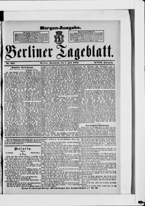 Berliner Tageblatt und Handels-Zeitung vom 01.06.1889