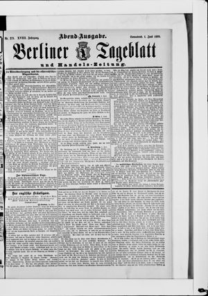 Berliner Tageblatt und Handels-Zeitung on Jun 1, 1889