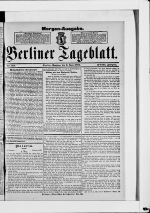 Berliner Tageblatt und Handels-Zeitung on Jun 2, 1889
