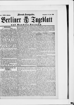 Berliner Tageblatt und Handels-Zeitung vom 22.06.1889