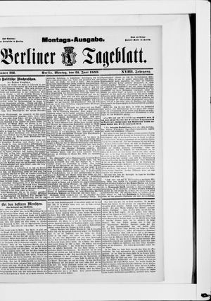 Berliner Tageblatt und Handels-Zeitung vom 24.06.1889