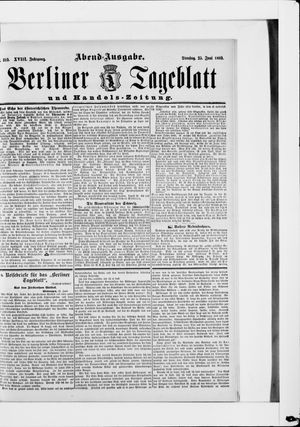 Berliner Tageblatt und Handels-Zeitung vom 25.06.1889