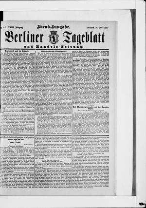 Berliner Tageblatt und Handels-Zeitung on Jun 26, 1889