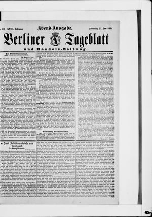 Berliner Tageblatt und Handels-Zeitung vom 27.06.1889