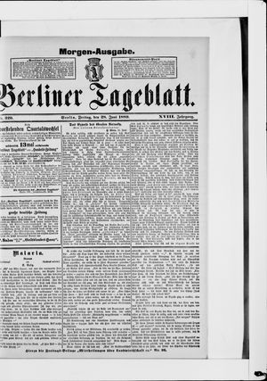 Berliner Tageblatt und Handels-Zeitung vom 28.06.1889
