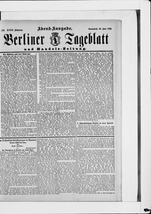 Berliner Tageblatt und Handels-Zeitung vom 29.06.1889