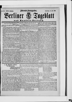 Berliner Tageblatt und Handels-Zeitung vom 18.07.1889
