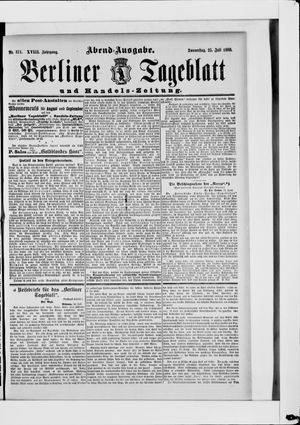 Berliner Tageblatt und Handels-Zeitung vom 25.07.1889