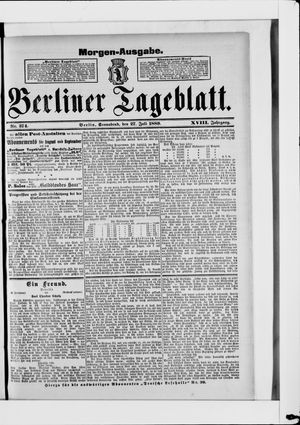 Berliner Tageblatt und Handels-Zeitung on Jul 27, 1889