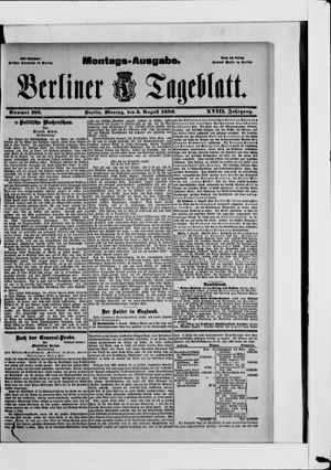 Berliner Tageblatt und Handels-Zeitung on Aug 5, 1889