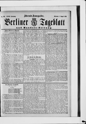 Berliner Tageblatt und Handels-Zeitung on Aug 7, 1889