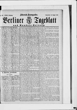 Berliner Tageblatt und Handels-Zeitung vom 10.08.1889