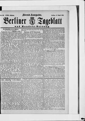 Berliner Tageblatt und Handels-Zeitung vom 13.08.1889