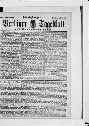 Berliner Tageblatt und Handels-Zeitung vom 15.08.1889