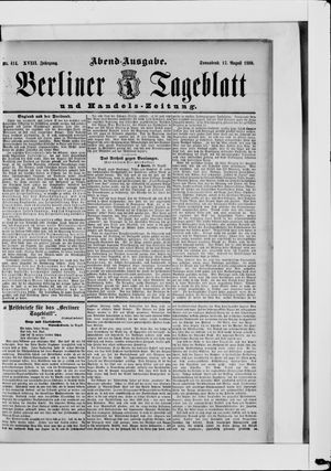 Berliner Tageblatt und Handels-Zeitung on Aug 17, 1889