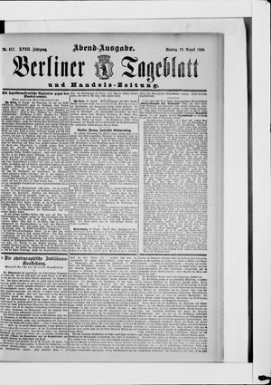 Berliner Tageblatt und Handels-Zeitung vom 19.08.1889