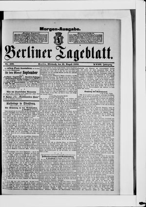 Berliner Tageblatt und Handels-Zeitung vom 21.08.1889