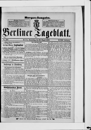 Berliner Tageblatt und Handels-Zeitung on Aug 22, 1889