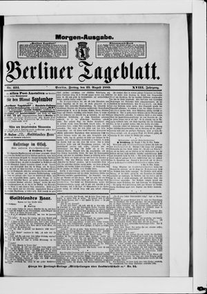 Berliner Tageblatt und Handels-Zeitung vom 23.08.1889