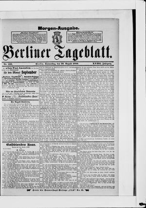Berliner Tageblatt und Handels-Zeitung vom 29.08.1889
