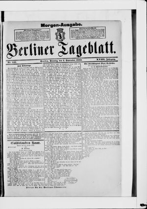 Berliner Tageblatt und Handels-Zeitung vom 01.09.1889