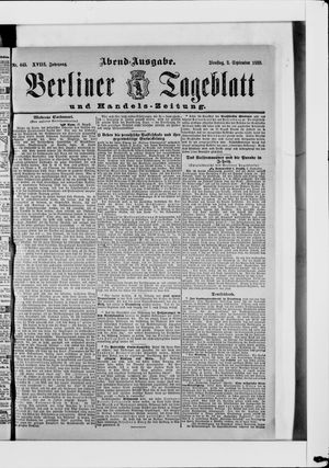 Berliner Tageblatt und Handels-Zeitung vom 03.09.1889