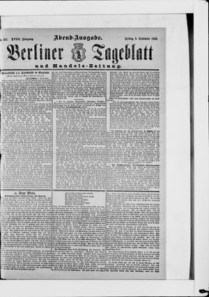Berliner Tageblatt und Handels-Zeitung vom 07.09.1889
