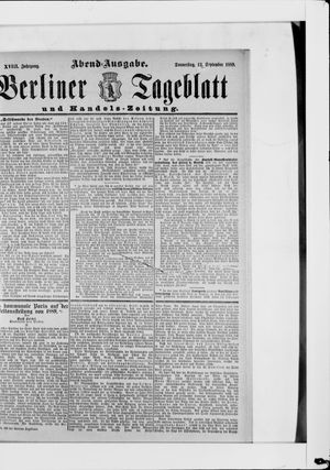 Berliner Tageblatt und Handels-Zeitung vom 13.09.1889