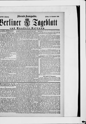 Berliner Tageblatt und Handels-Zeitung vom 14.09.1889