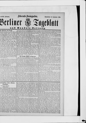 Berliner Tageblatt und Handels-Zeitung vom 15.09.1889