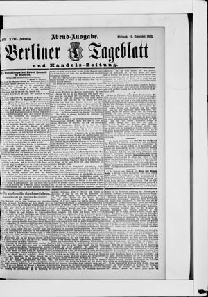 Berliner Tageblatt und Handels-Zeitung vom 19.09.1889