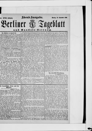 Berliner Tageblatt und Handels-Zeitung vom 23.09.1889