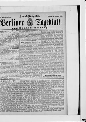 Berliner Tageblatt und Handels-Zeitung on Sep 24, 1889