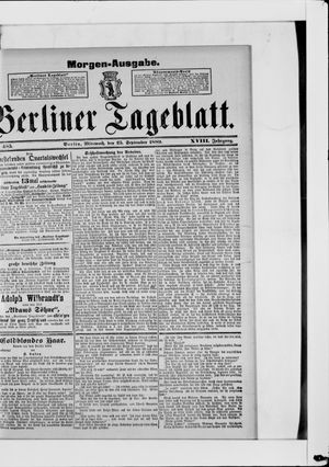 Berliner Tageblatt und Handels-Zeitung vom 25.09.1889