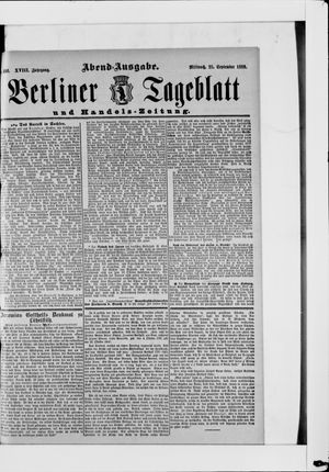Berliner Tageblatt und Handels-Zeitung on Sep 25, 1889